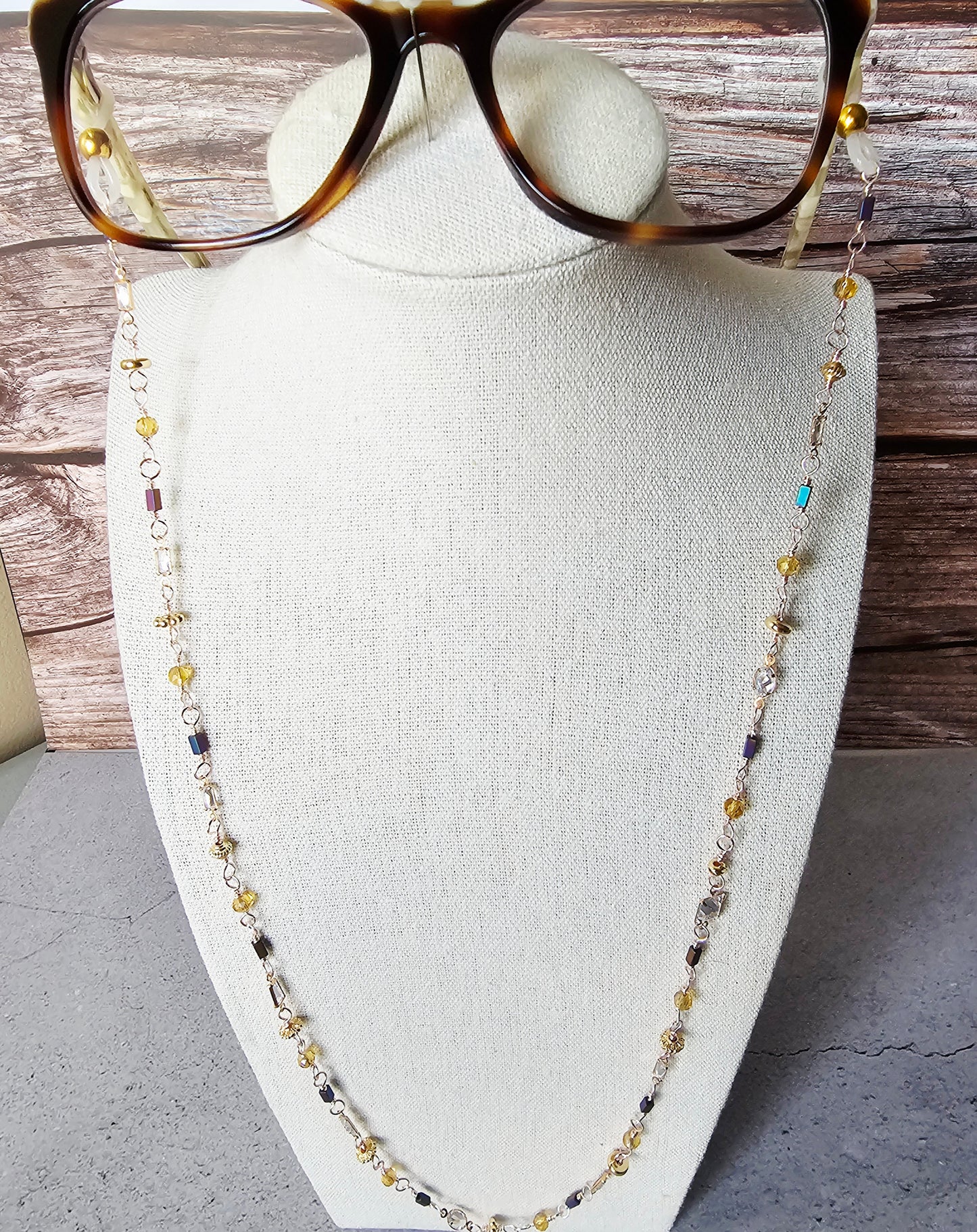 New Artisan Rose Gold Tone Wire Wrapped Eyeglass Chain Lanyard