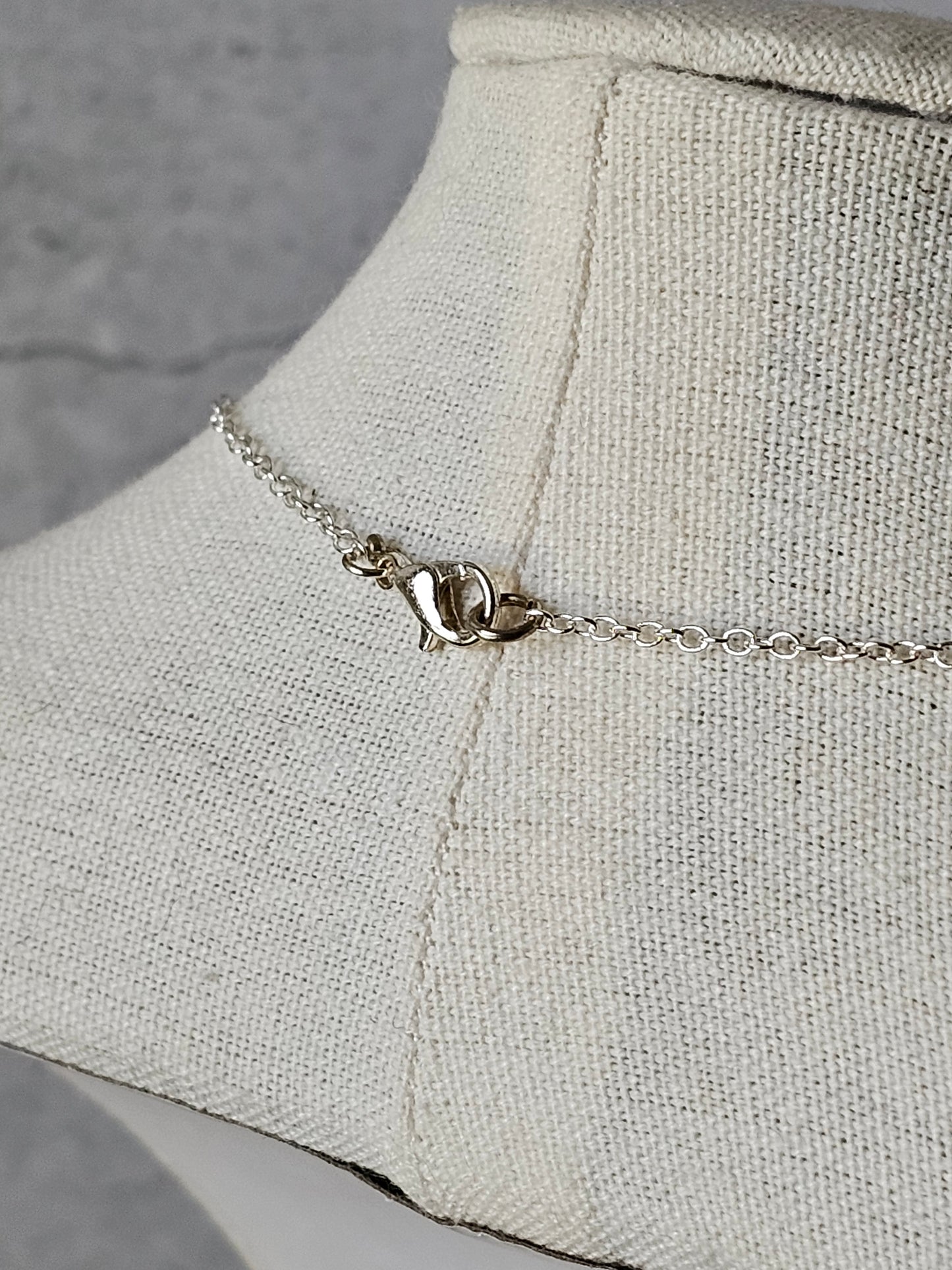 Small Pearl Silver Chain Necklace Wire Wrapped With Lobster Clasp