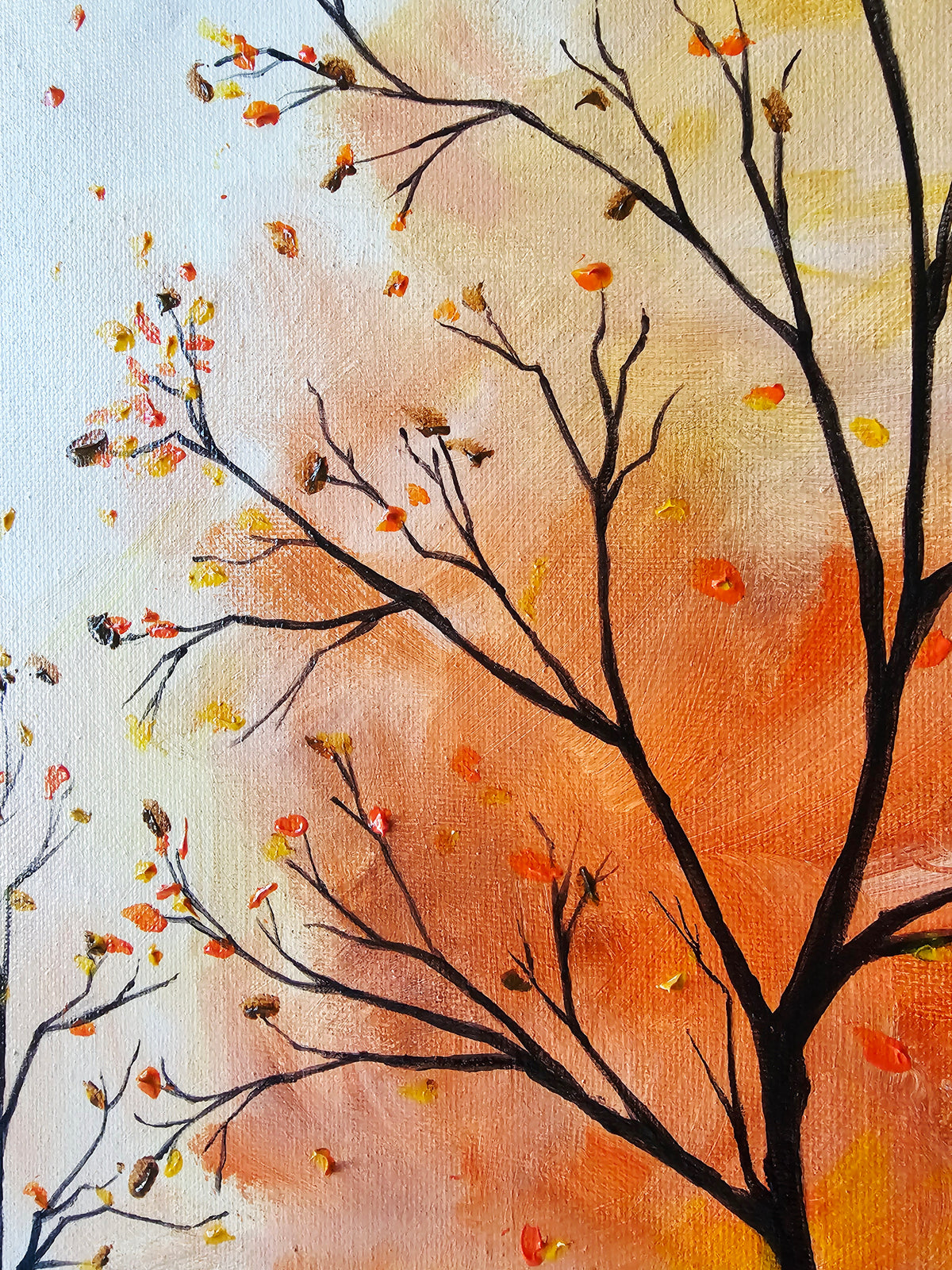 Fall Thanksgiving Acrylic Painting 'Autumn Feels' on GW Canvas 20x10"