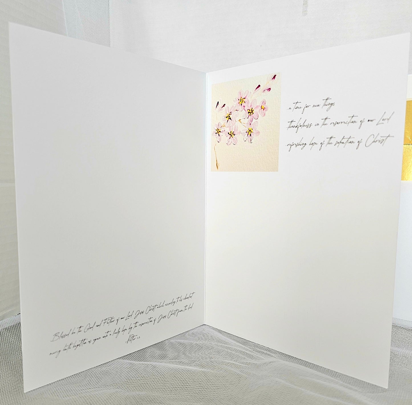 Easter Chick Watercolor Print Christian Card With White Envelope Gold Foil