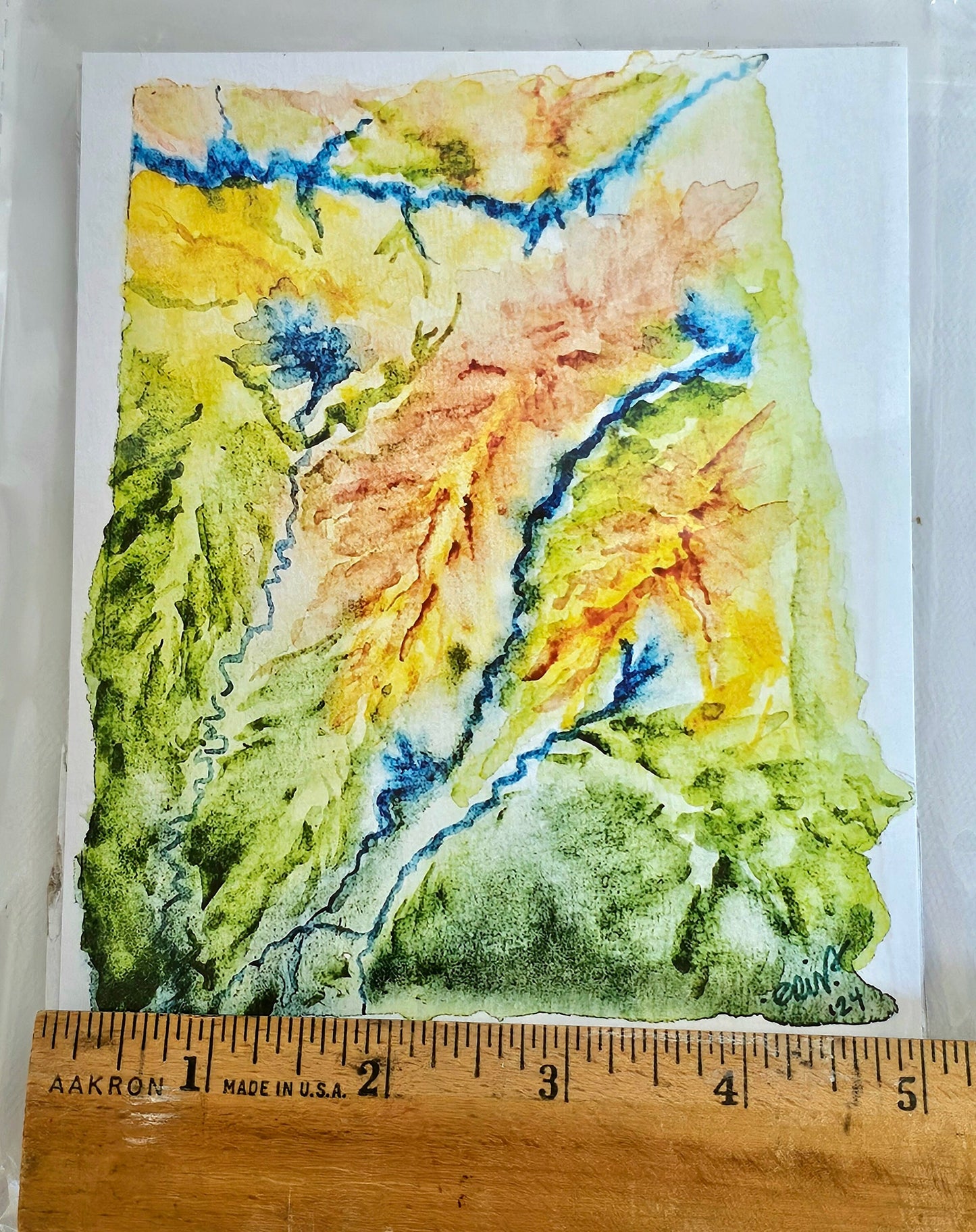 Watercolor Alabama Map Art Print: 'Sweet Home' 5x7 Unframed