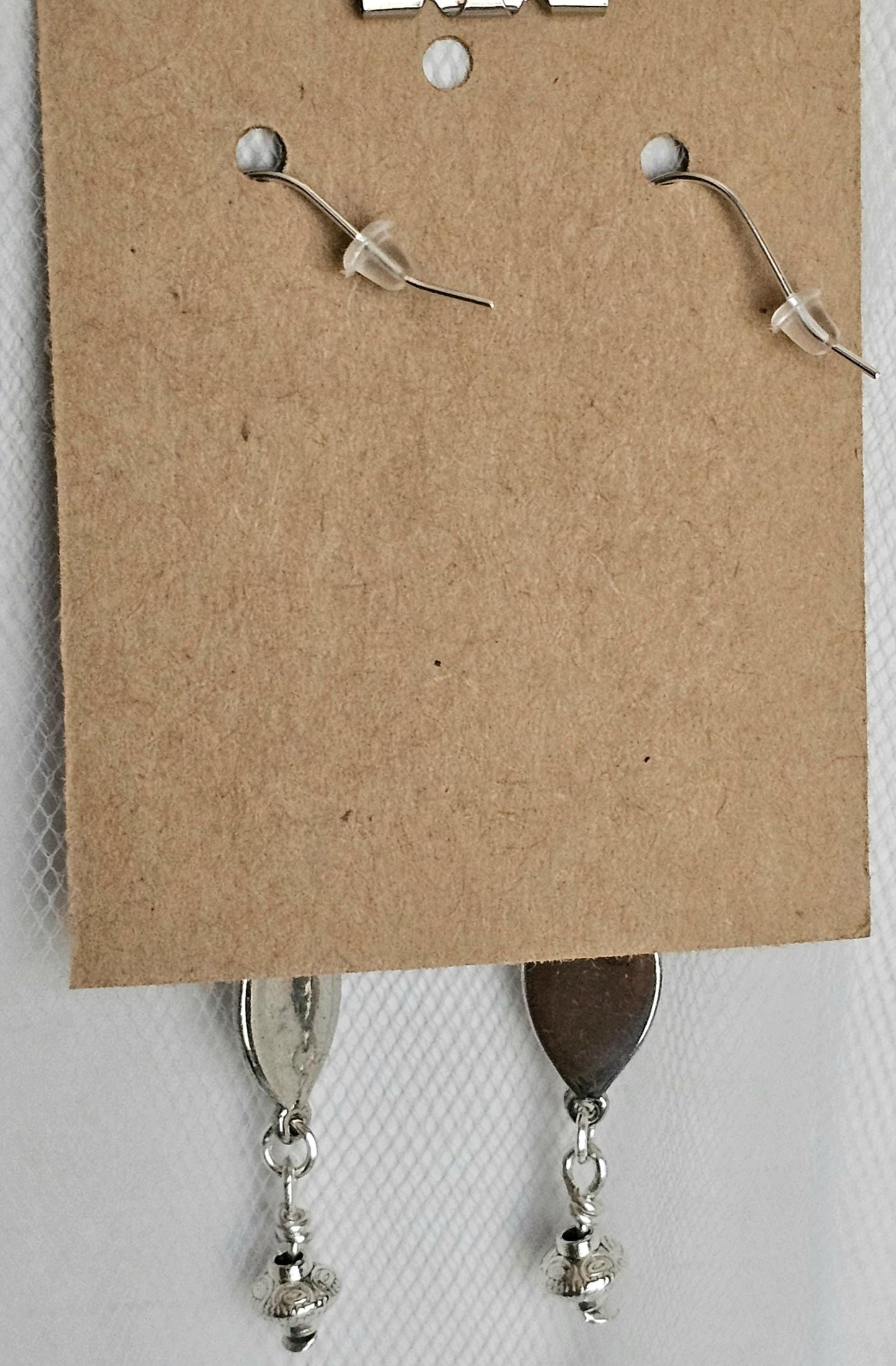 Handmade Silver Tone Hoop Earrings: White Beads, Hypoallergenic Hooks