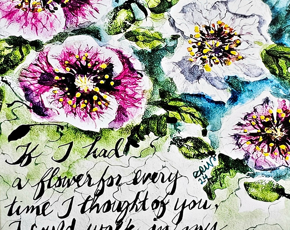 Watercolor Poppies Art Print 8x10