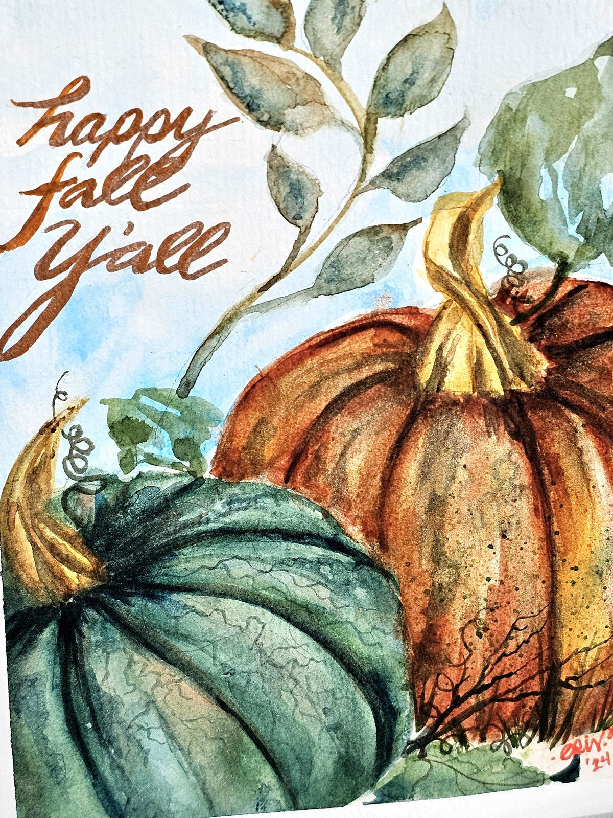 Fall and Thanksgiving Watercolor Original and Greeting Cards