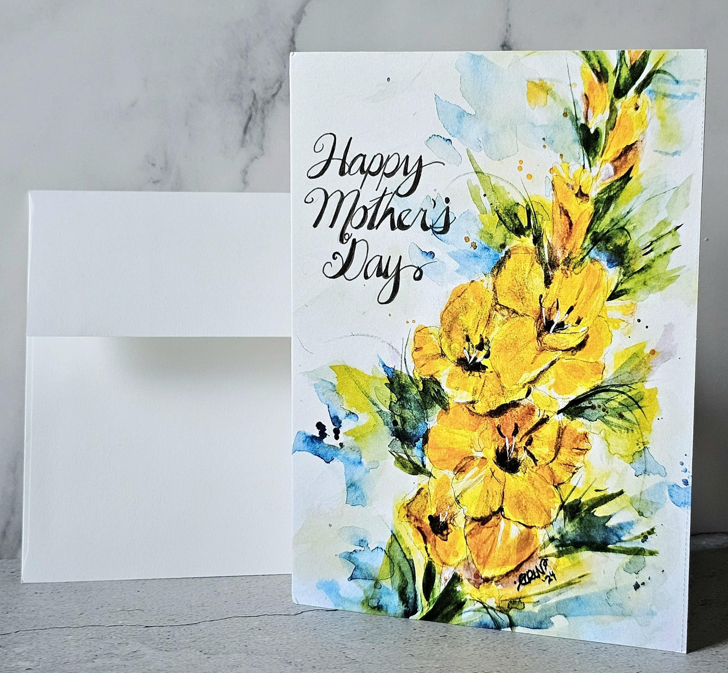 Watercolor Gladiola Mother's Day Card: Original Art Print (5x7)