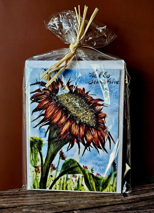 Fall Sunflower Watercolor Greeting Cards - Set of 5 Christian Cards