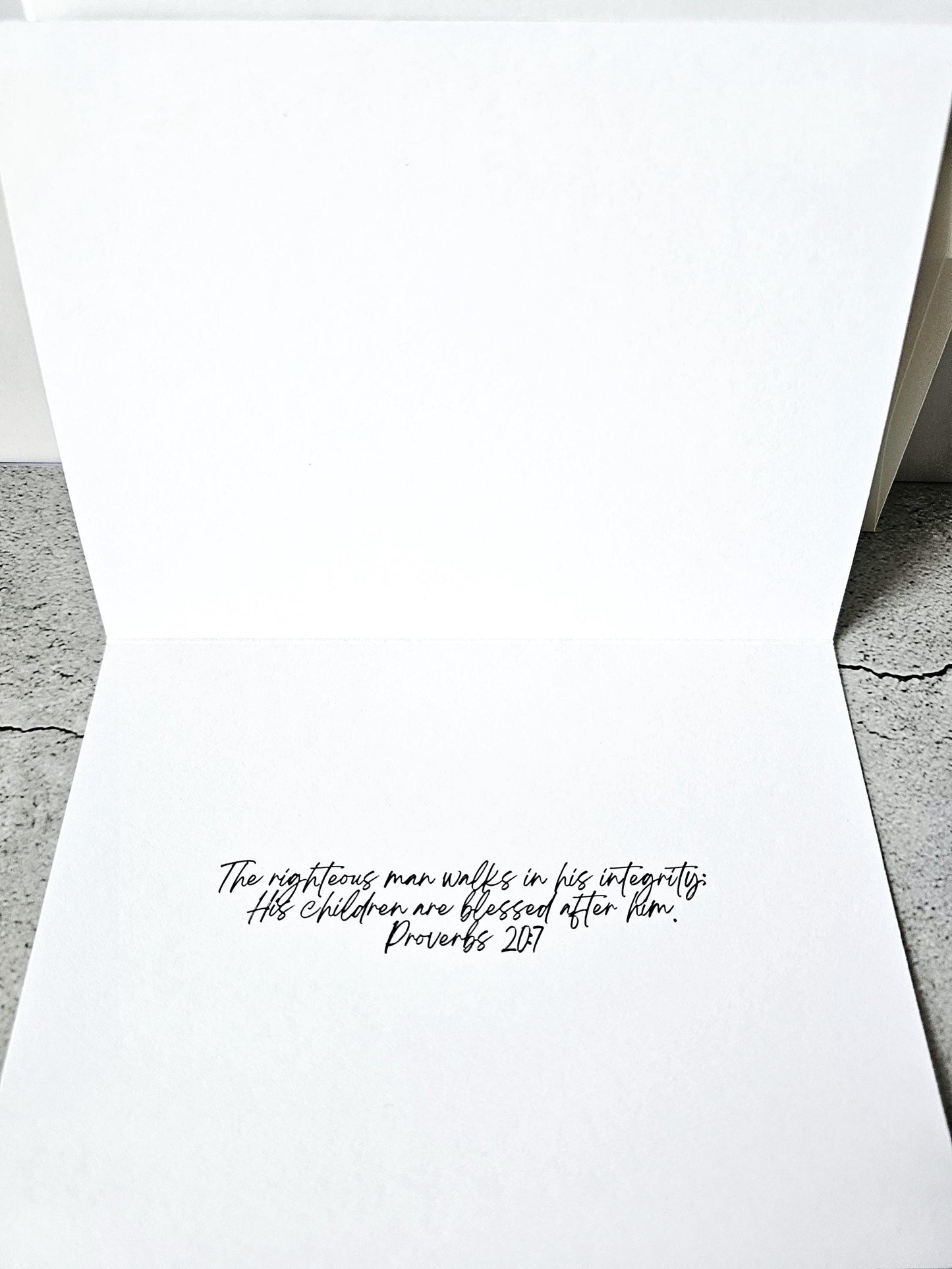 NEW Artisan Watercolor Art Print Father's Day Christian Greeting Card 5x7 With Env and Proverbs 20:7 Verse