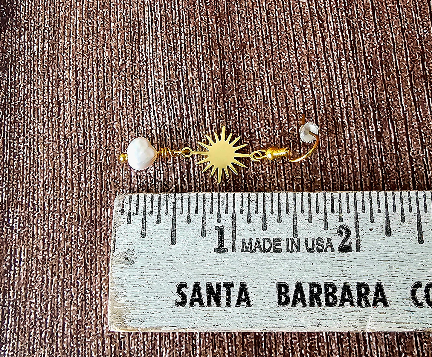 New Artisan Gold Sunburst and Pink Freshwater Pearl Earrings