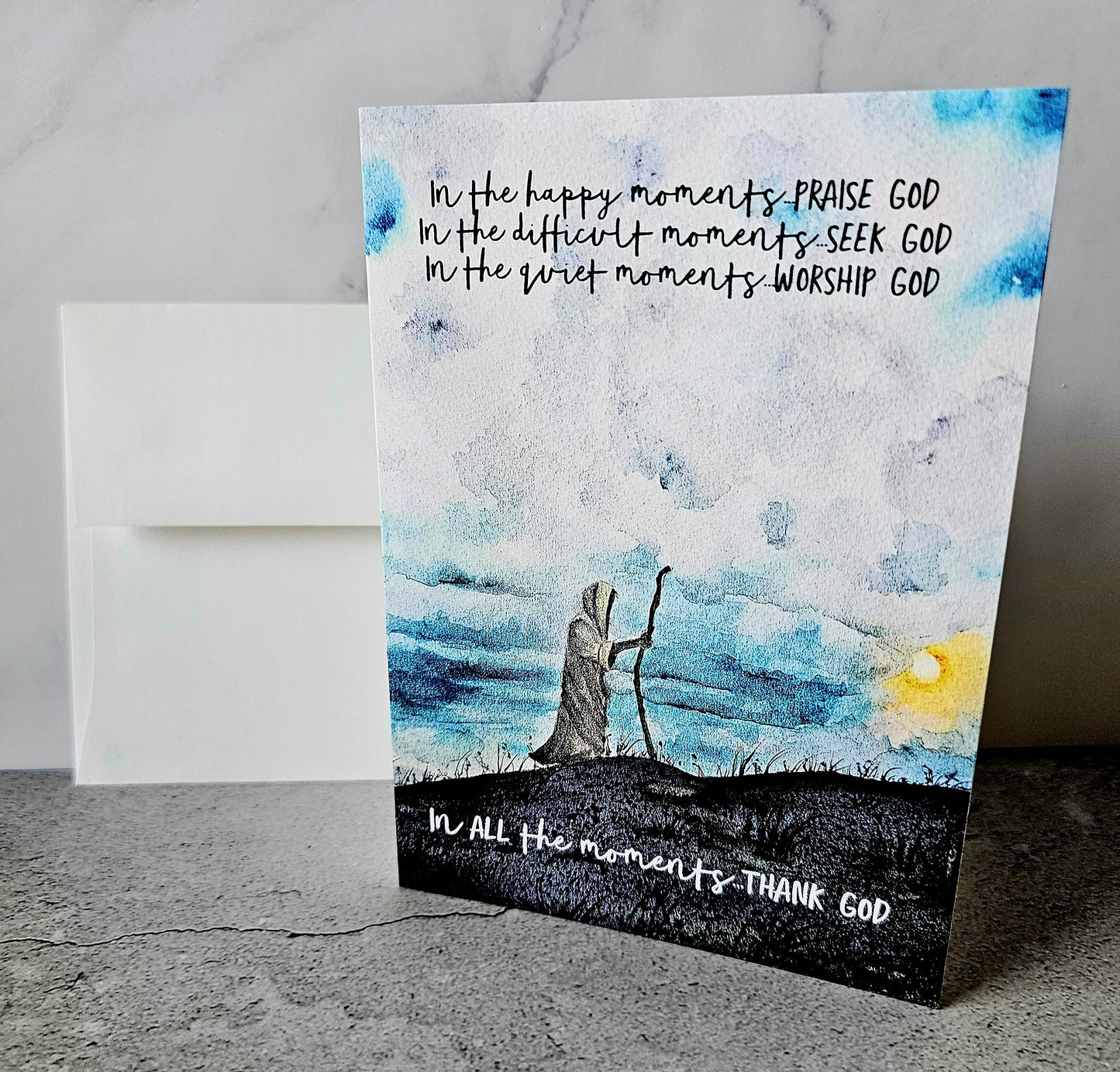 Watercolor Christian Greeting Card: 'In The Happy Moments' Art Print