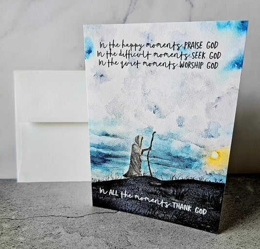 Watercolor Christian Greeting Card: 'In The Happy Moments' Art Print