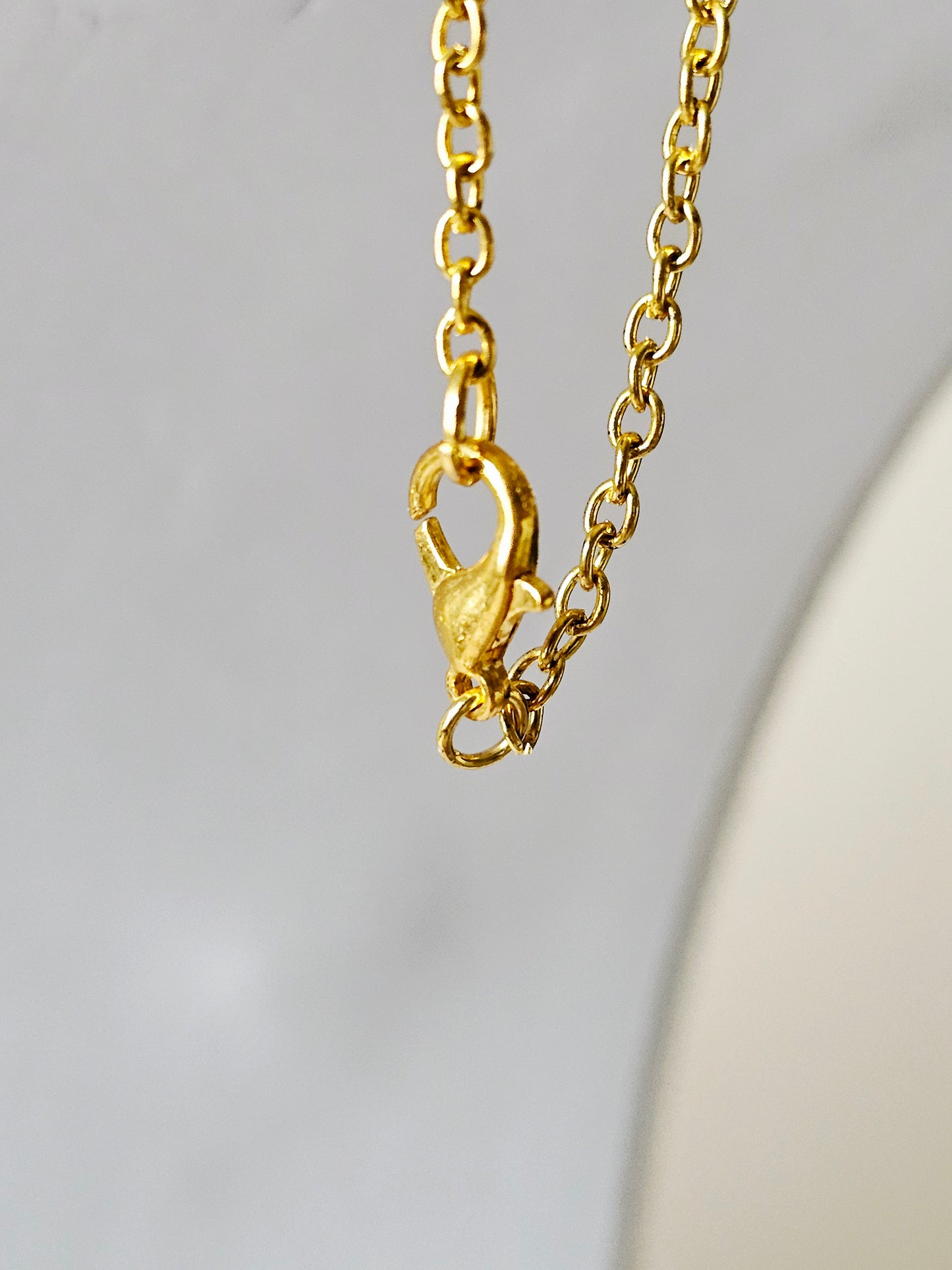 3-Gold Leaf & Clear Rhinestone Bezel Boho Necklace on Yellow Gold Chain