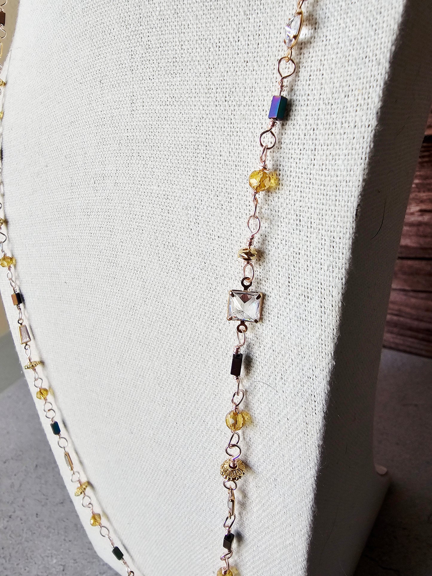 New Artisan Rose Gold Tone Wire Wrapped Eyeglass Chain Lanyard