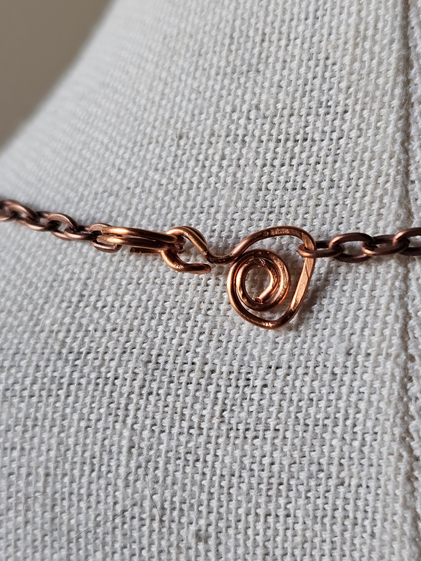 New Artisan Handcrafted Copper Wire Wrap Heart on Copper Chain Necklace