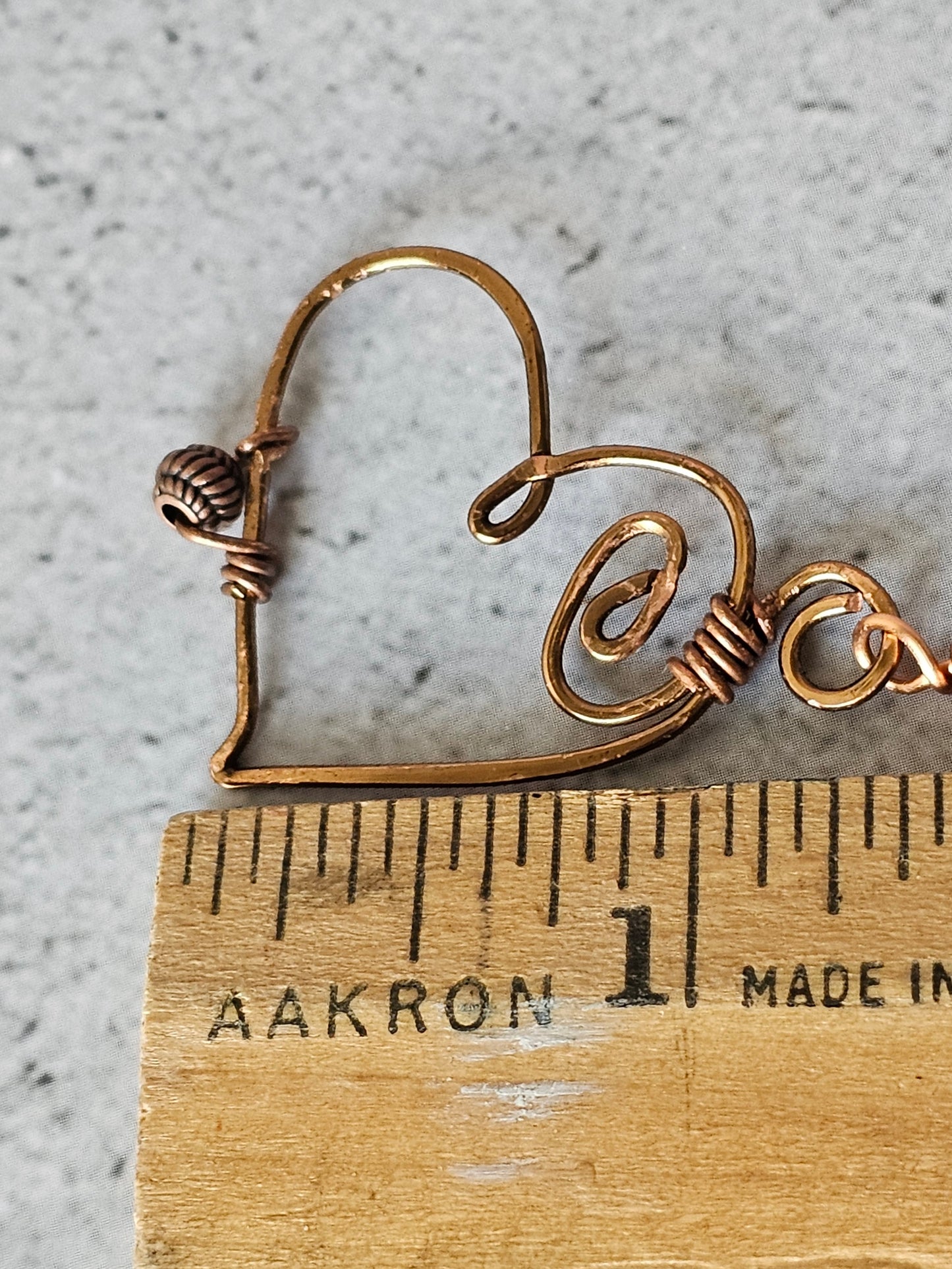New Artisan Handcrafted Copper Wire Wrap Heart on Copper Chain Necklace