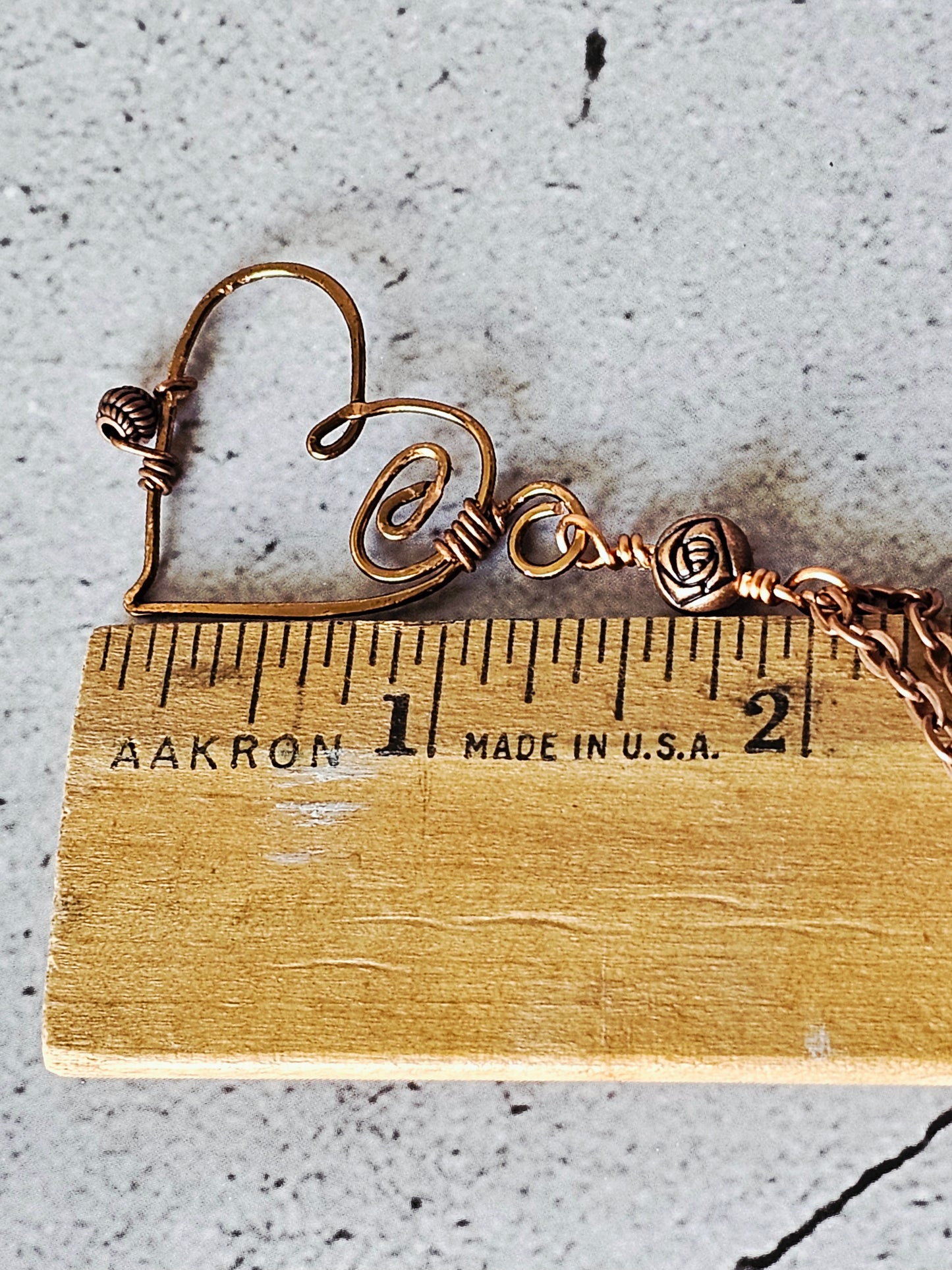New Artisan Handcrafted Copper Wire Wrap Heart on Copper Chain Necklace