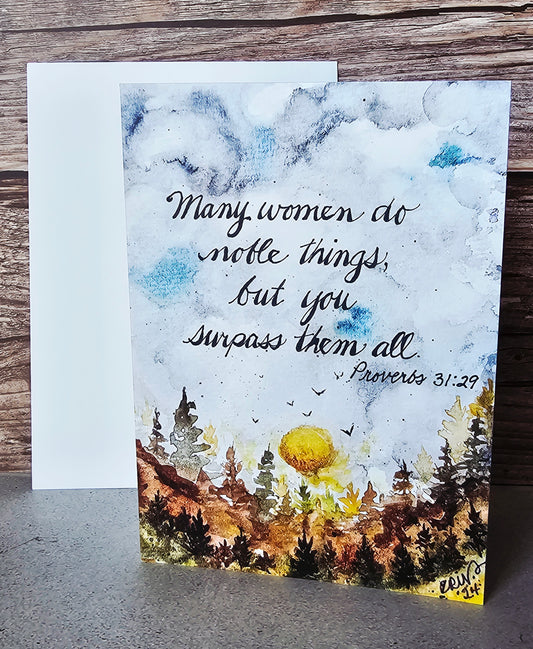 New Watercolor Print Proverbs 31 Mother's Day Card 5x7 w/Env