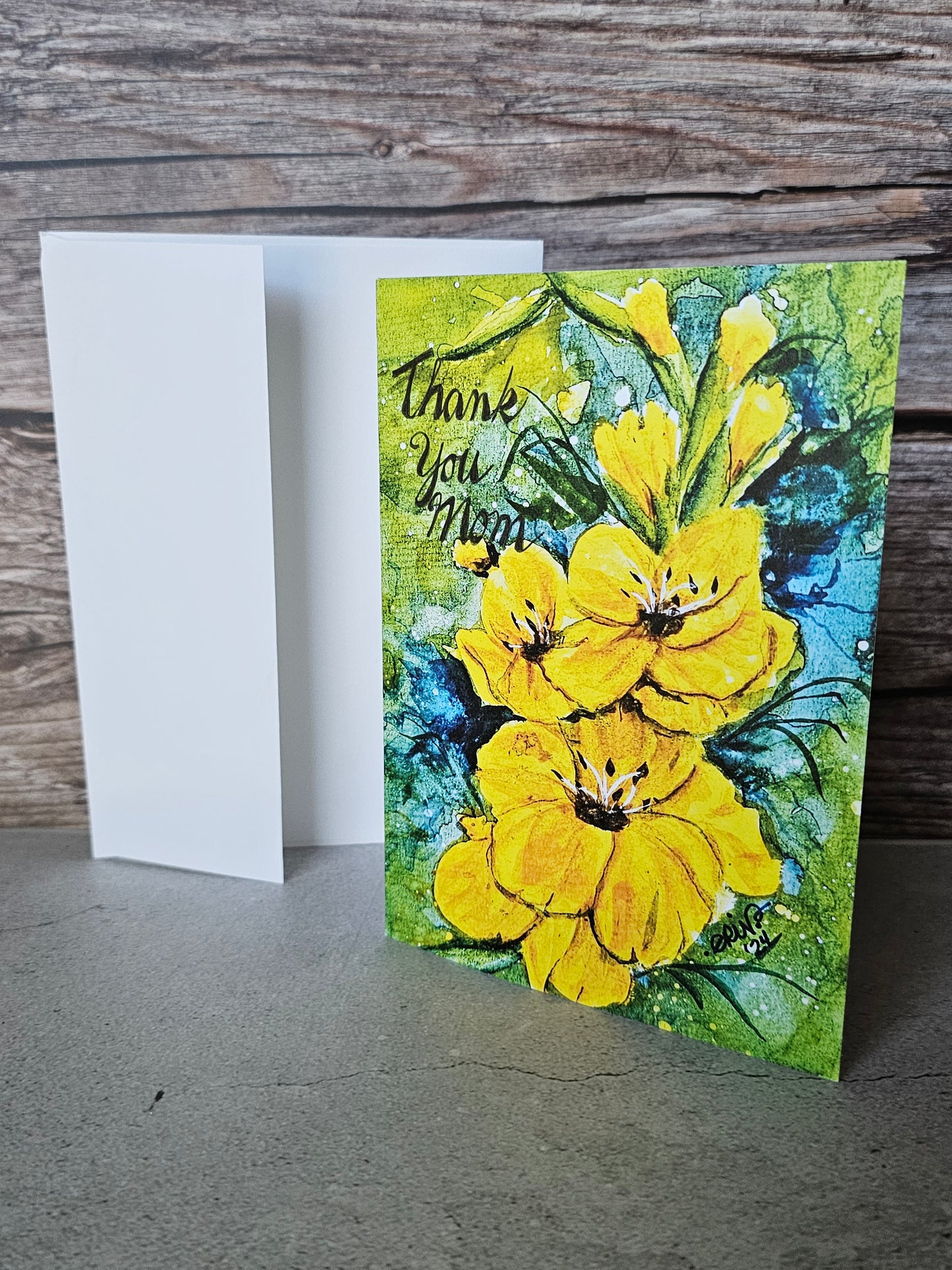 New Watercolor Print Gladiola Mother's Day Card 5x7" With Envelope