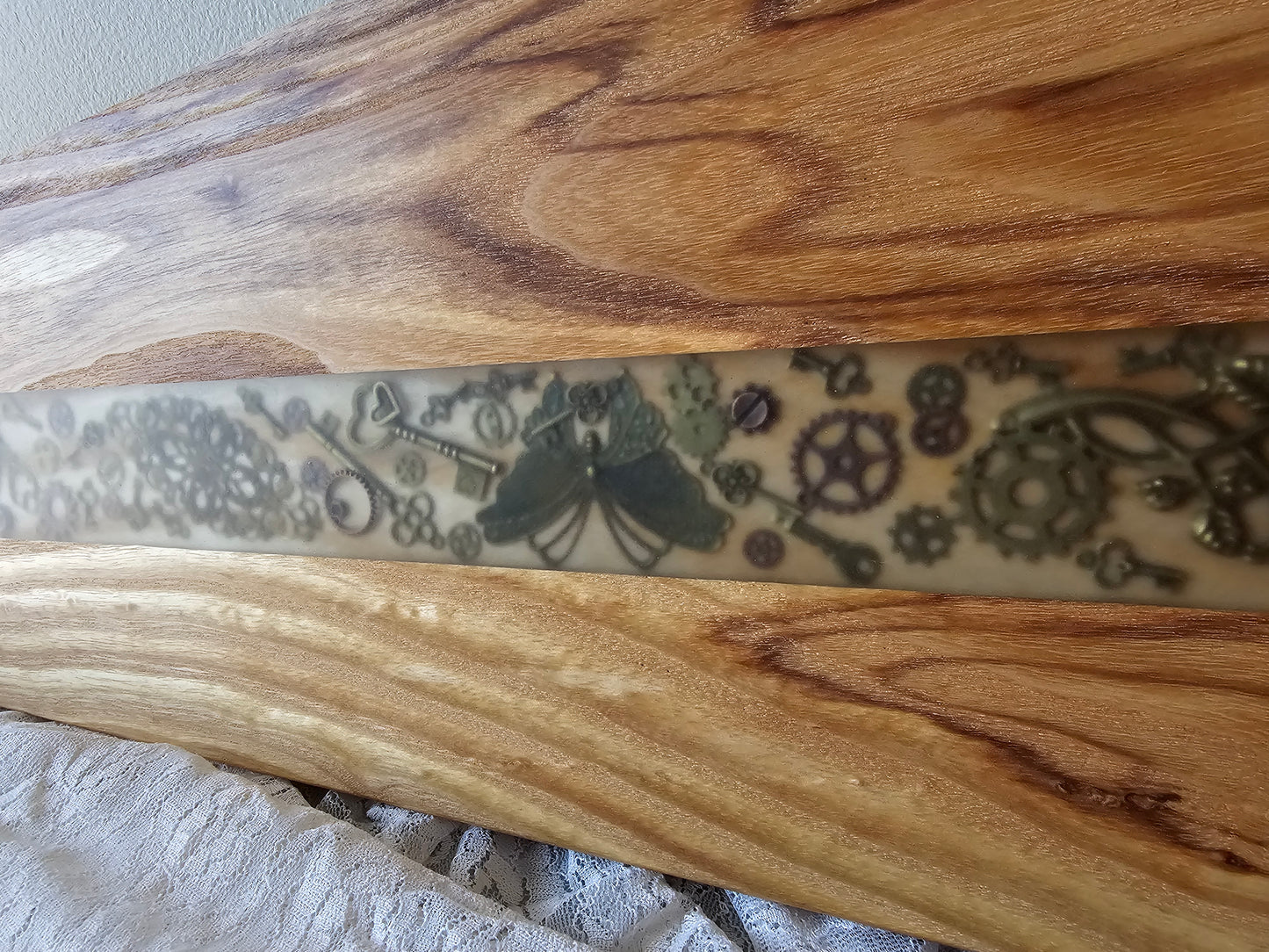 Gorgeous Large Ash Wood Charcuterie Board with Handles, Rubber Feet, Charms