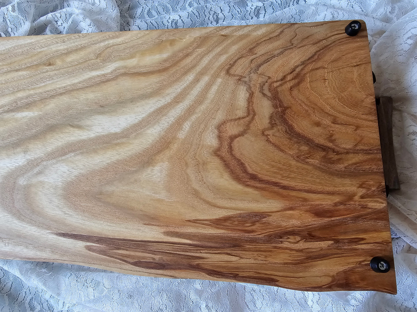 Gorgeous Large Ash Wood Charcuterie Board with Handles, Rubber Feet, Charms