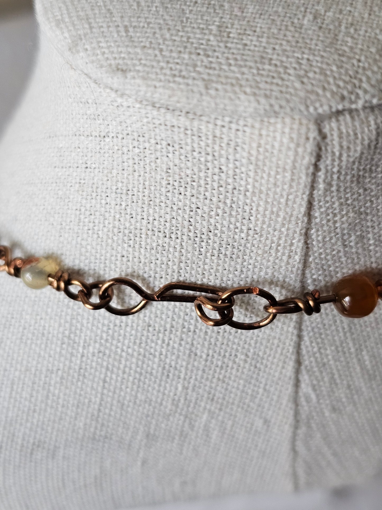 New Artisan Antique Bronze Fall Colors Beaded Charm Wire Wrapped Cross  Necklace