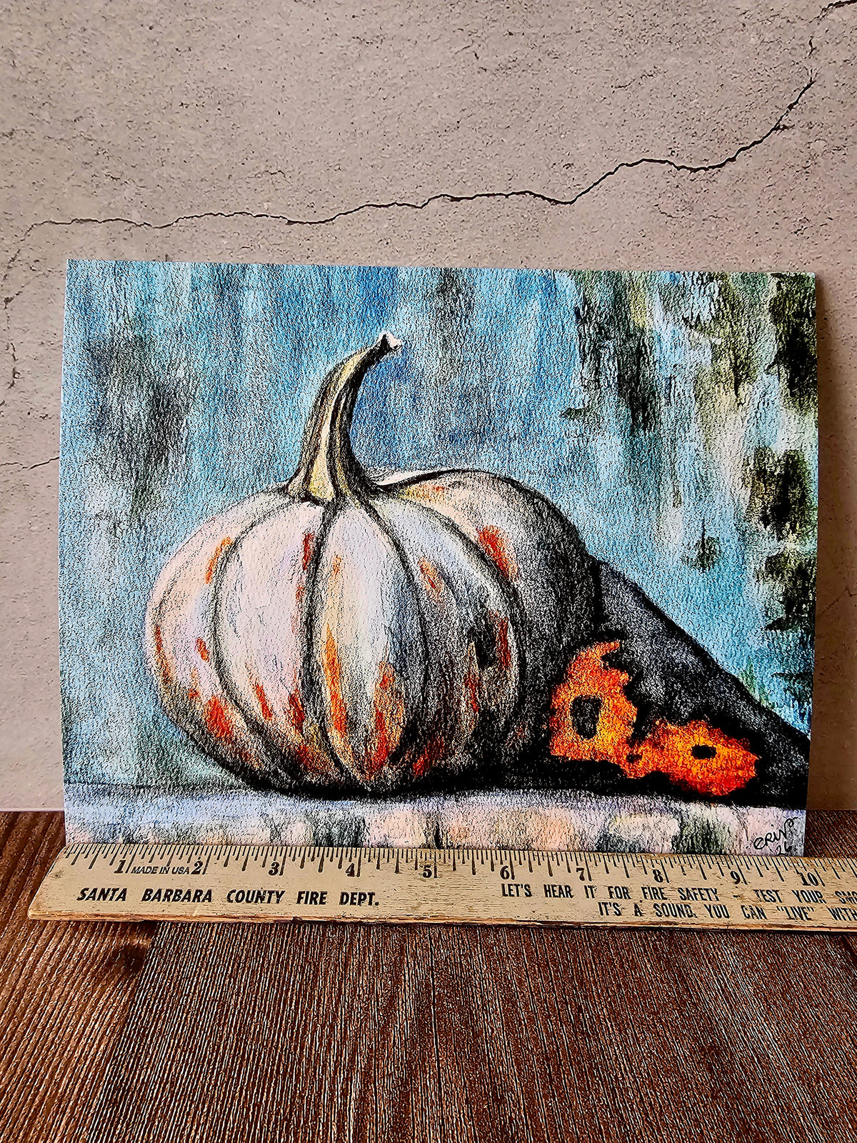 Fall Thanksgiving Watercolor Pumpkin Art Print 8x10" Unframed Painting