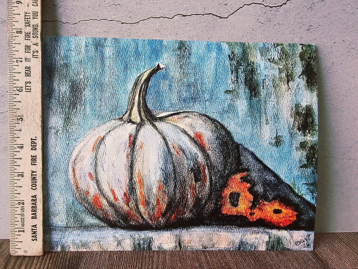 Fall Thanksgiving Watercolor Pumpkin Art Print 8x10" Unframed Painting