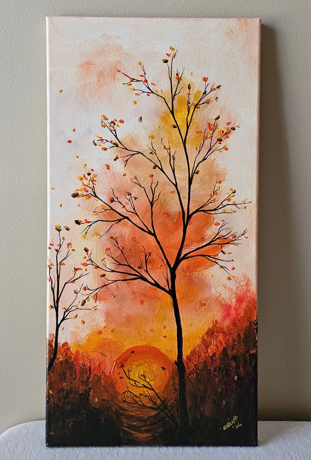 Fall Thanksgiving Acrylic Painting 'Autumn Feels' on GW Canvas 20x10"