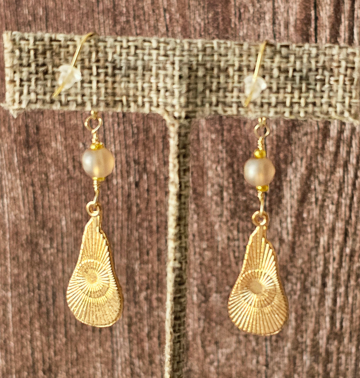 Fall Thanksgiving Peach Gourd Earrings with Frost Glass Beads on 14k GP Ear Wires