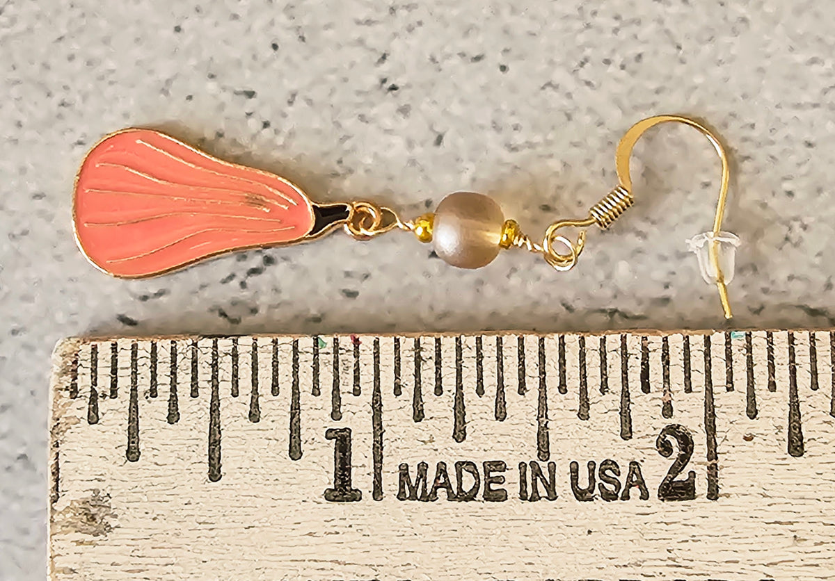Fall Thanksgiving Peach Gourd Earrings with Frost Glass Beads on 14k GP Ear Wires