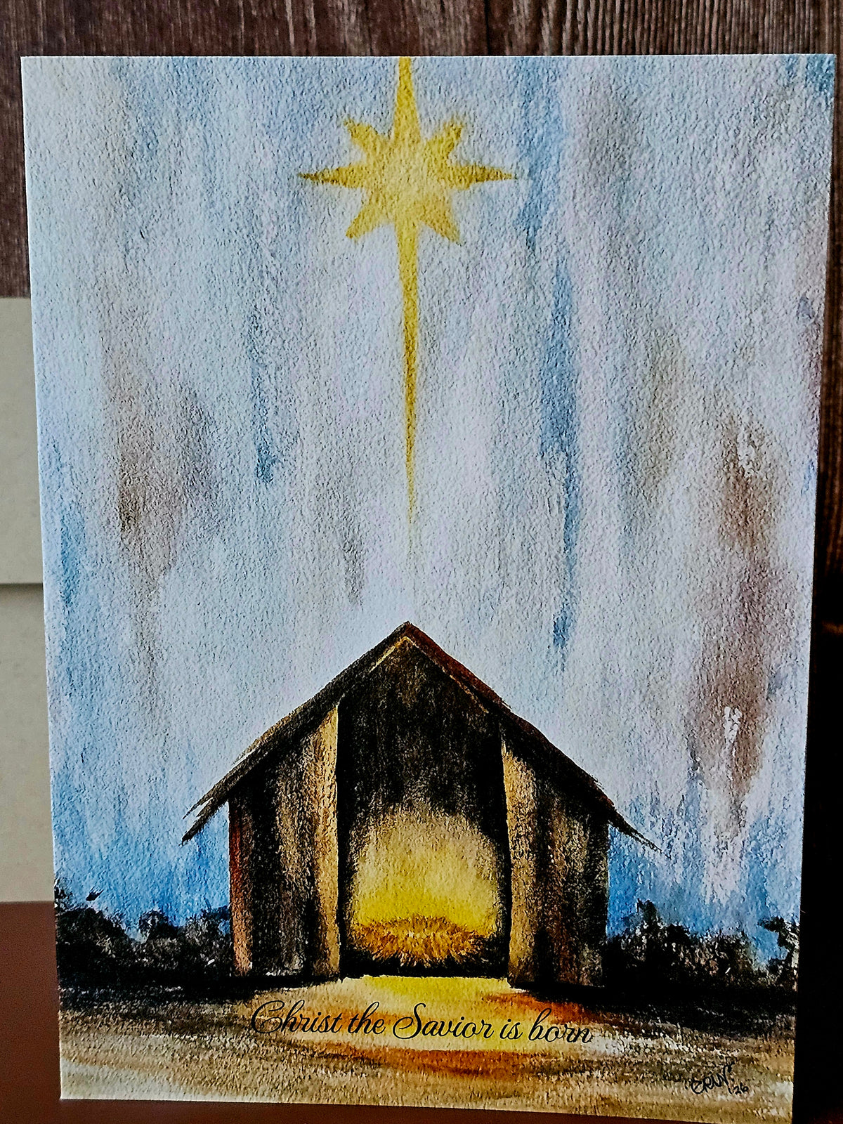 Christmas Greeting Card Watercolor Print 'Christ the Savior' 5x7" with Envelope