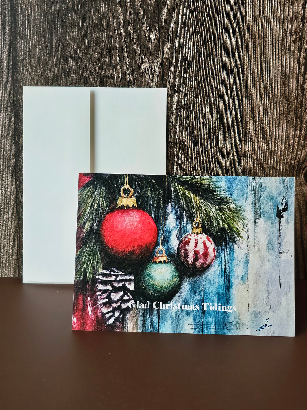 Christmas Greeting Card Watercolor Print 'Good Tidings' 5x7 with Envelope
