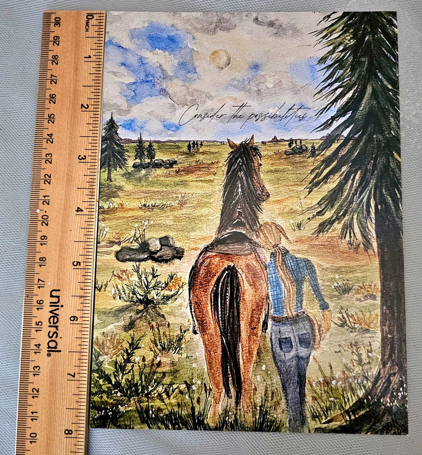 Original Watercolor Print Set of 5 NoteCards'Consider The Possibilities' Blank Other Side 5.5x7.5 With White Envelope