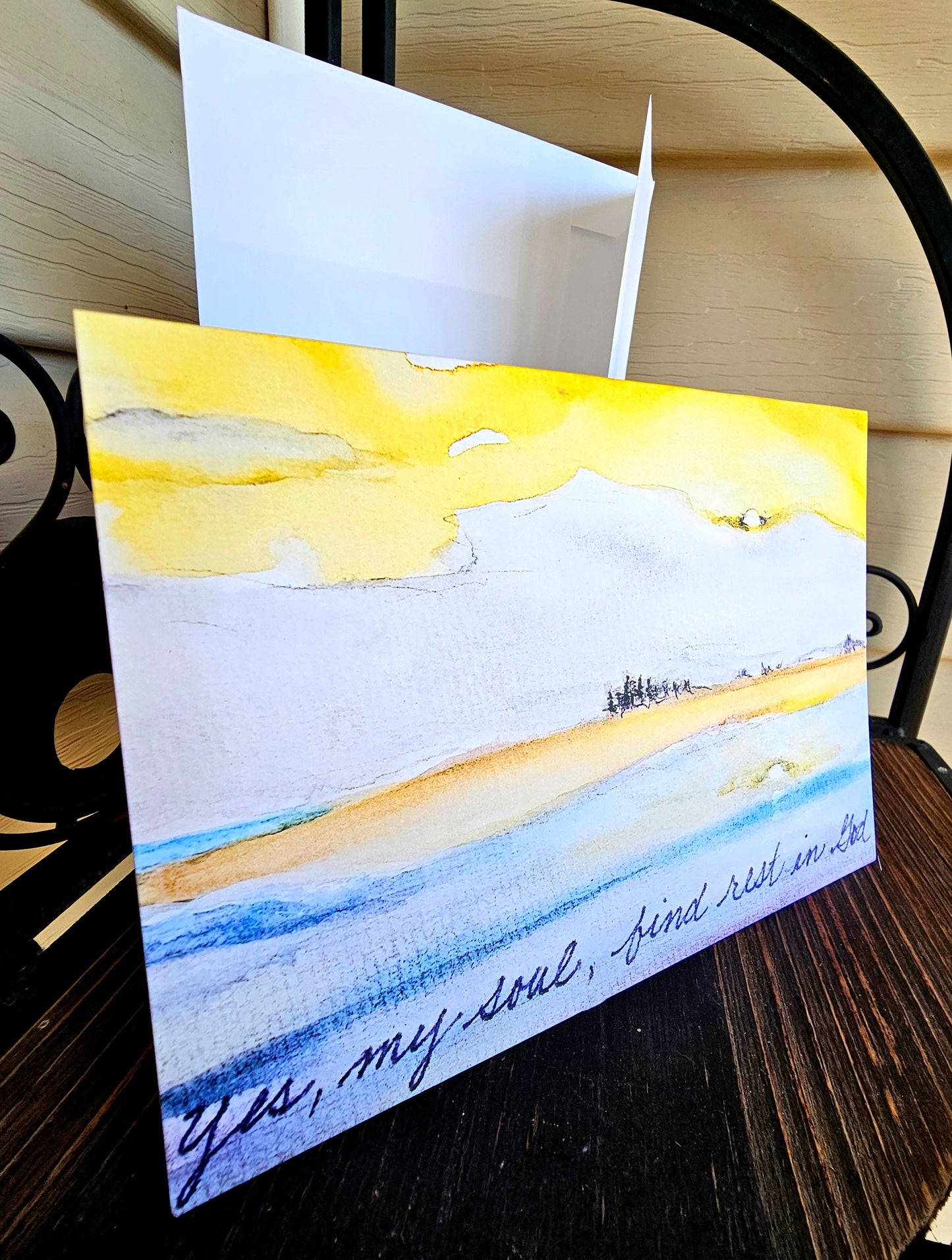 Watercolor Print Greeting Card: Christian Encouragement, 'Yes My Soul' (5x7 with Envelope)
