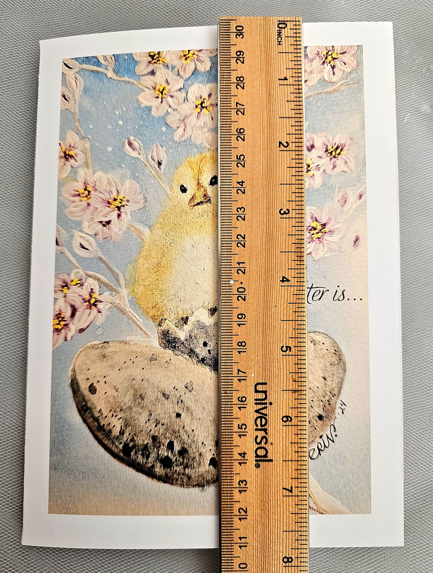 Easter Chick Watercolor Print Christian Card With White Envelope Gold Foil