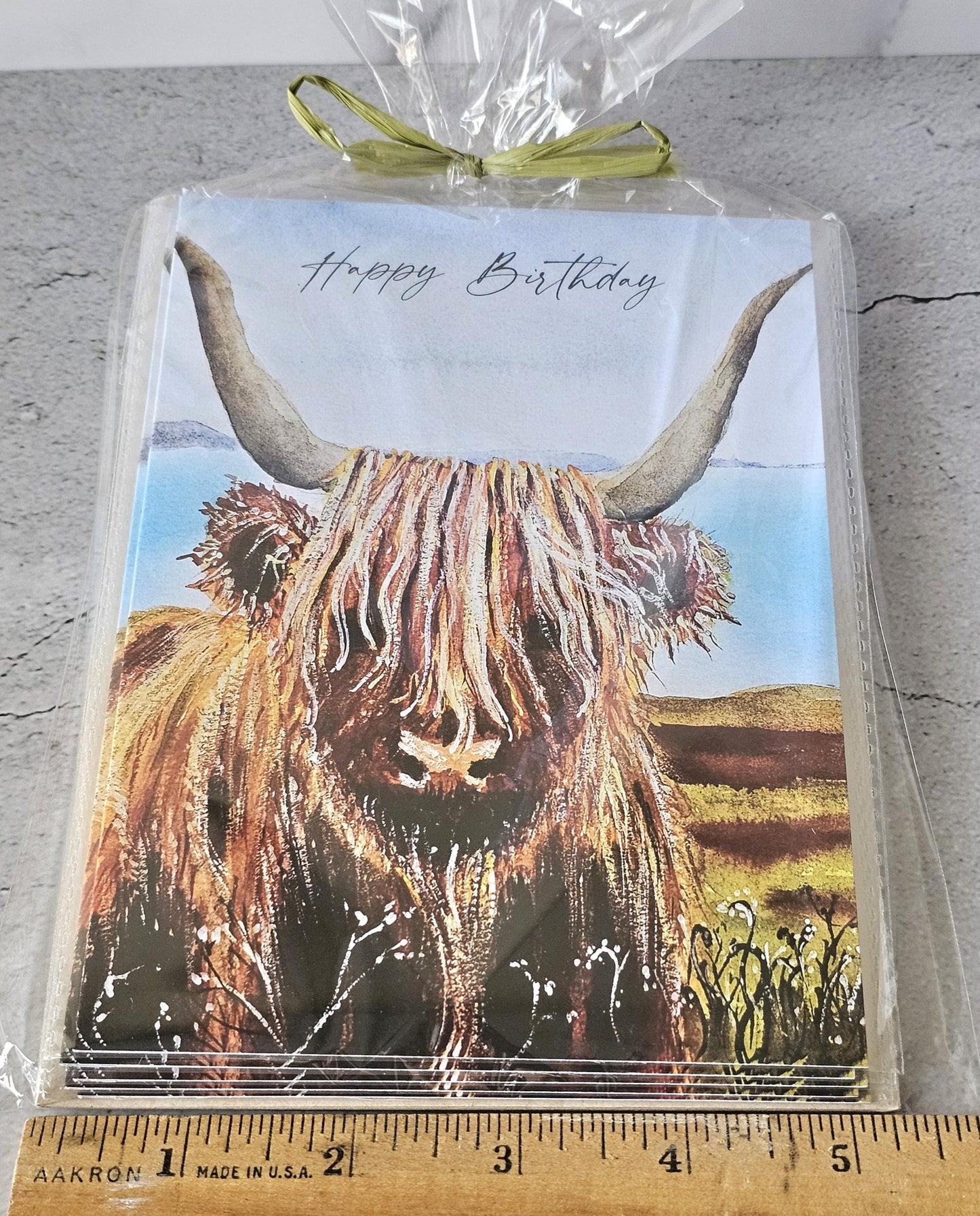 Highland Cow Birthday Cards: Watercolor Art Prints, Set of 5