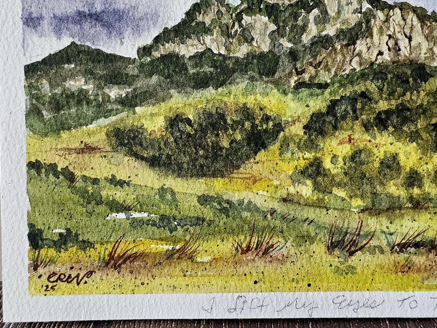 Original Watercolor Landscape Painting: Christian Art, Psalm 121