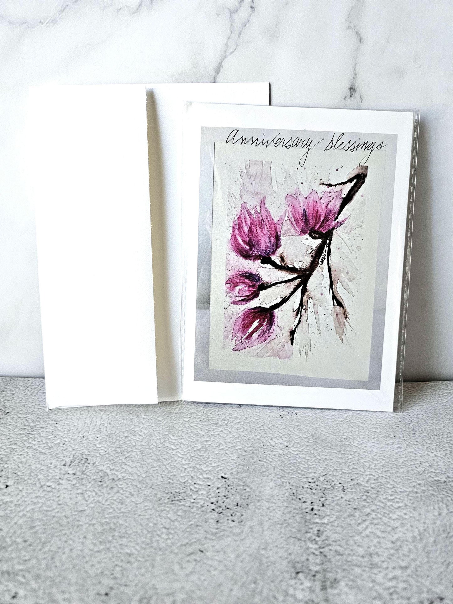 Watercolor Tulip Anniversary Card: 5x7 Art Print With Envelope