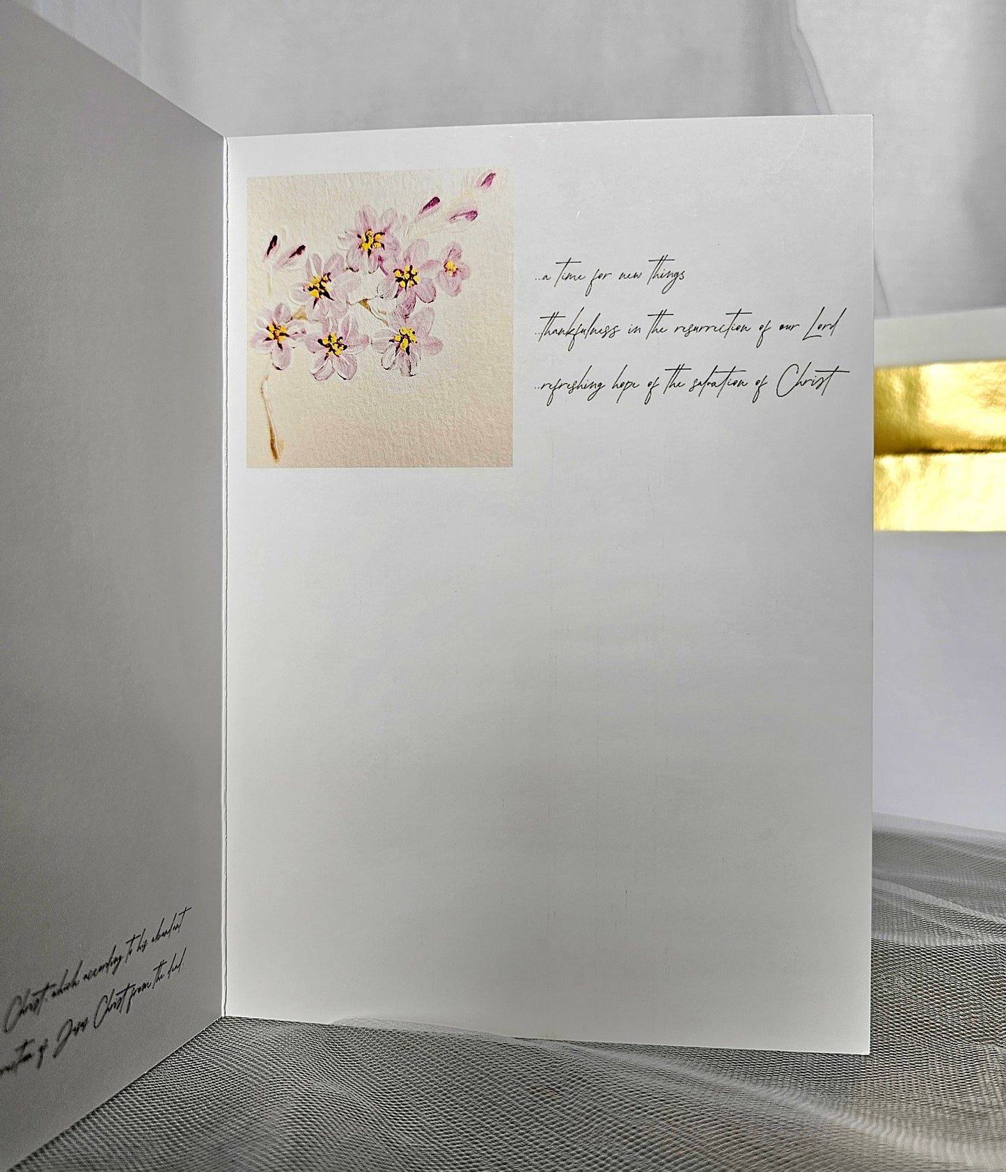 Easter Chick Watercolor Print Christian Card With White Envelope Gold Foil