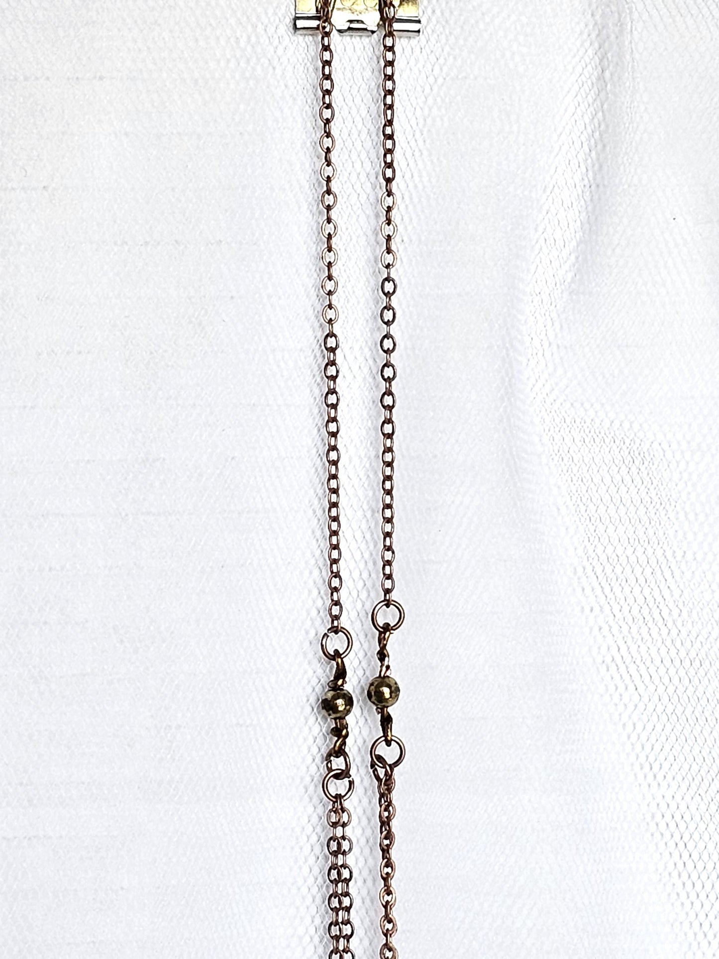 Handmade Steampunk Dangle Necklace: Bronze Tone Boho Pendant