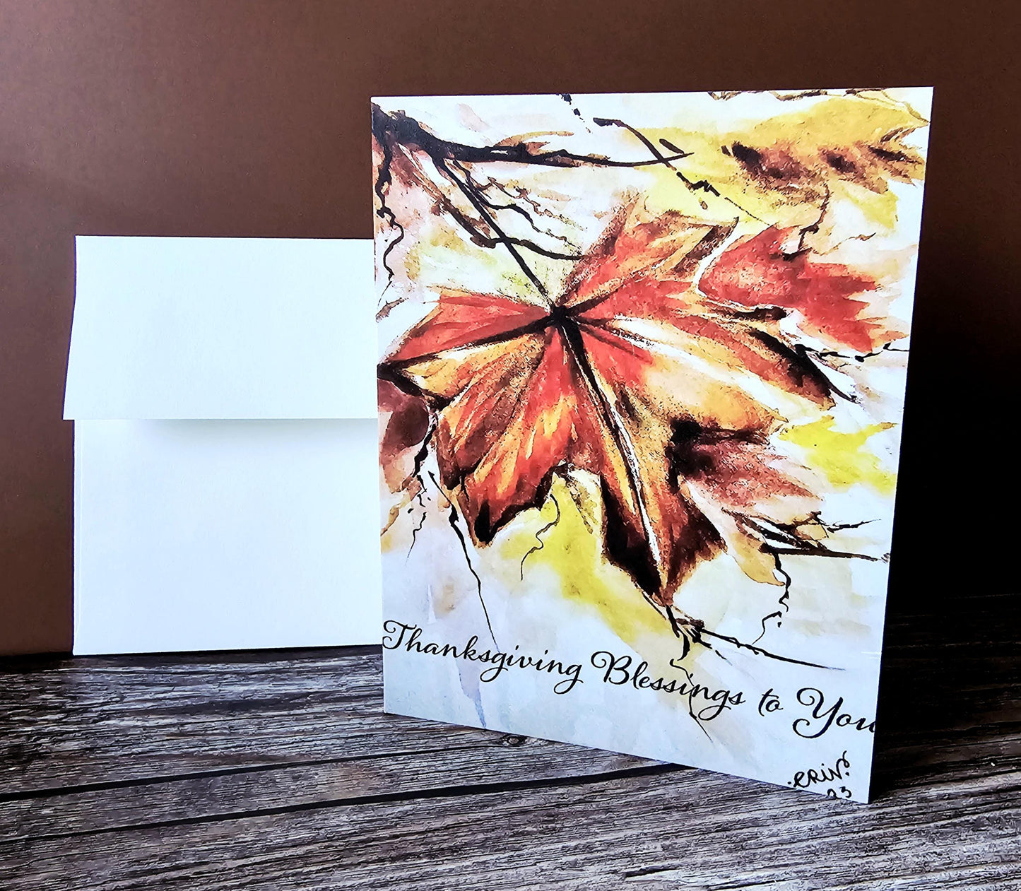 Fall Leaf Thanksgiving Greeting Card: Christian Sentiment With White Envelope