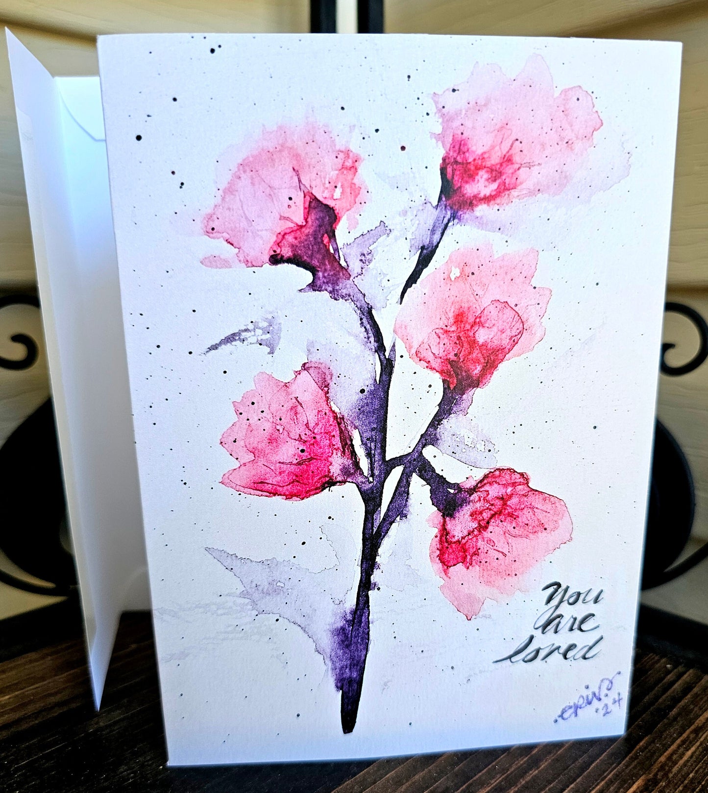 'You Are Loved' Watercolor Floral Greeting Card (5x7)