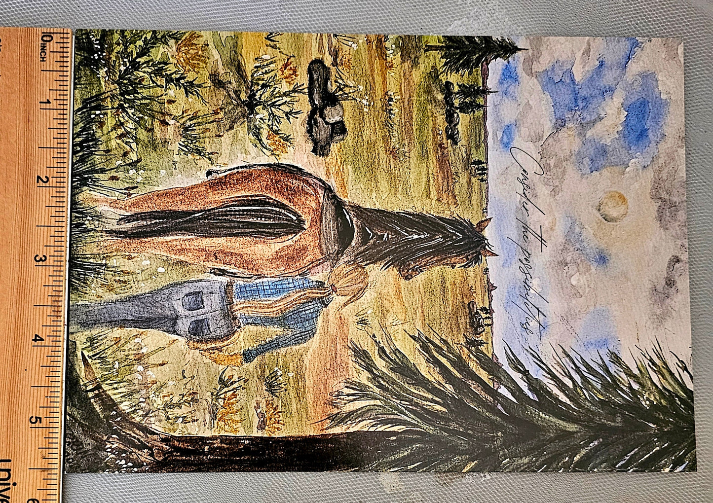 Original Watercolor Print Set of 5 NoteCards'Consider The Possibilities' Blank Other Side 5.5x7.5 With White Envelope