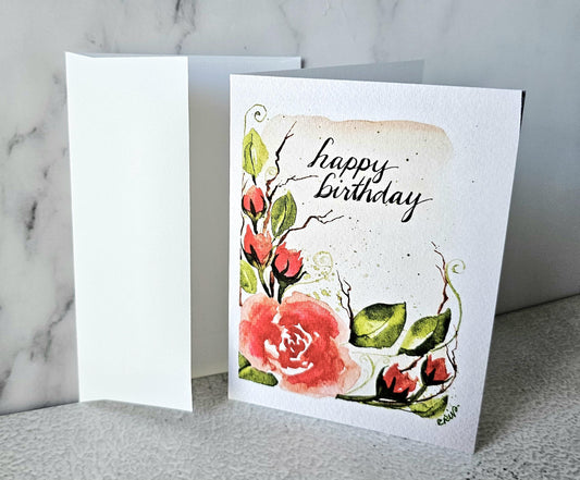 Original Watercolor Print Christan Watercolor Print Christian Birthday Greeting Card 3x5 With White Envelope - Isaiah 60:1 verse Inside