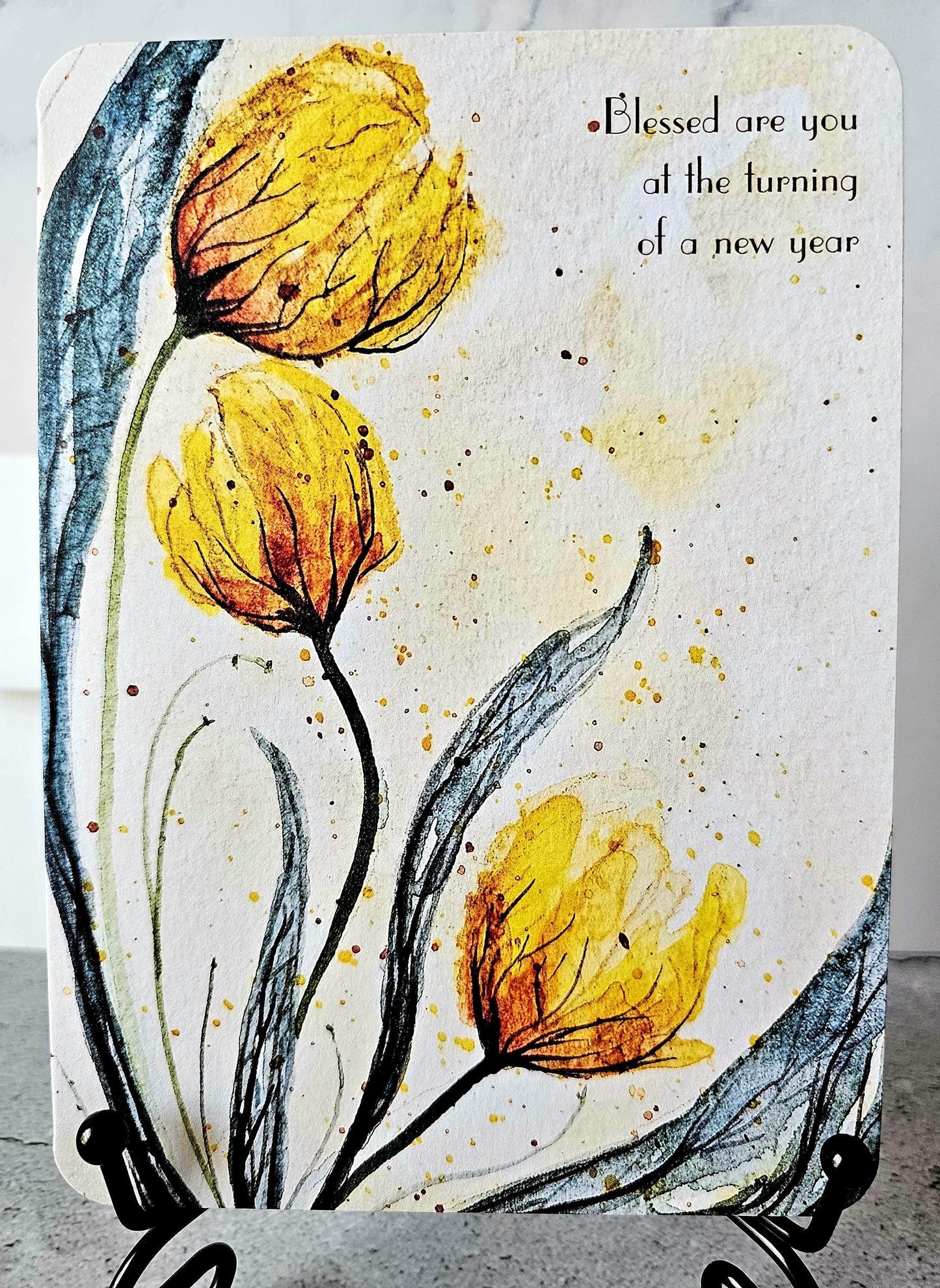 Watercolor Tulip Birthday Card: Christian Art Print 5x7 with Envelope