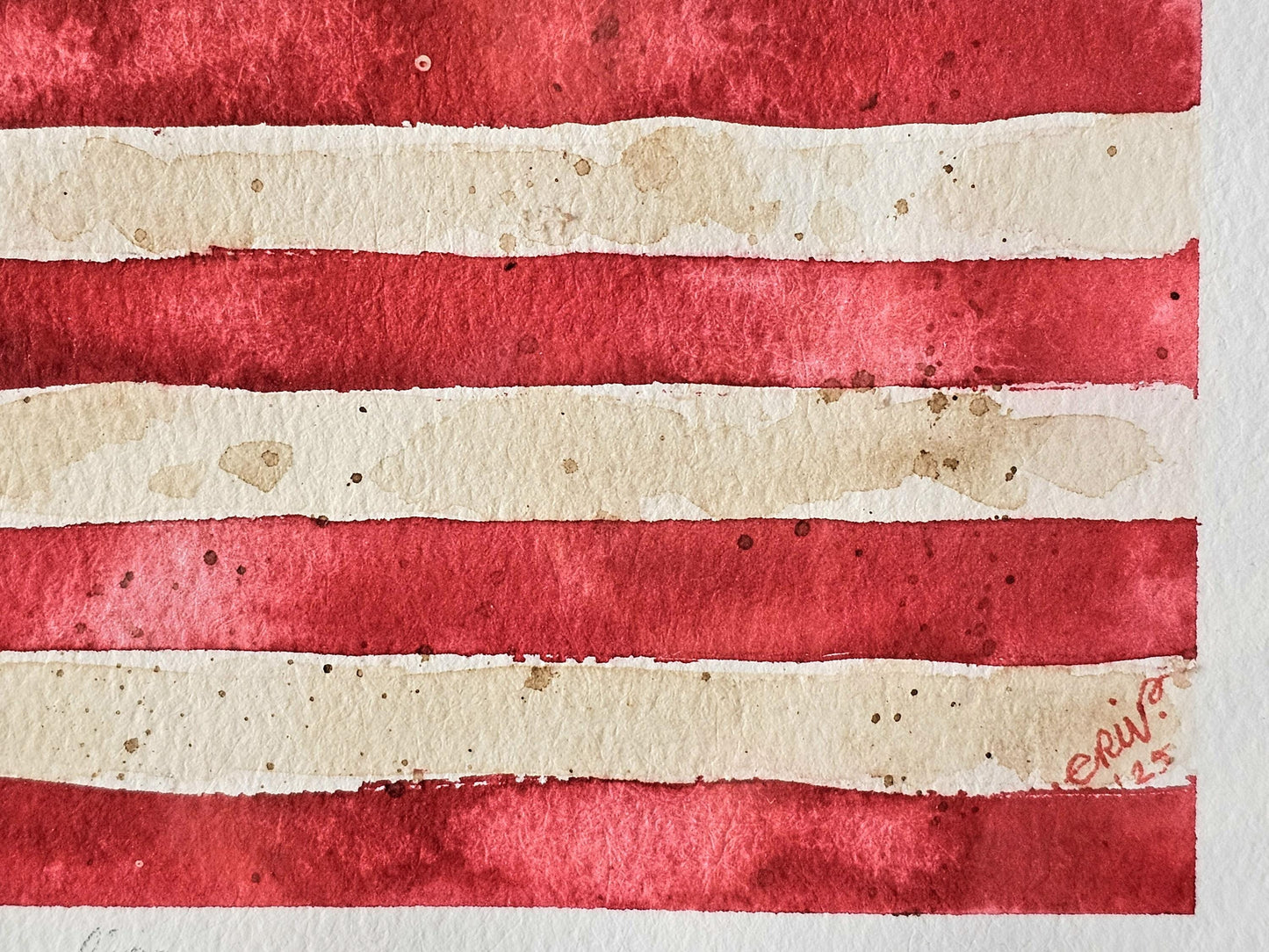 Original Watercolor Painting: 1776 US Flag, Christian Patriotic Art, Unframed