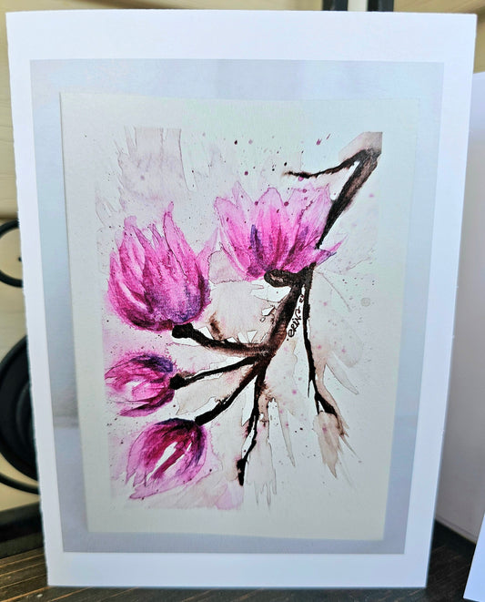 Watercolor Tulip Tree Art Print Card: Personalized Greeting Card (5x7)