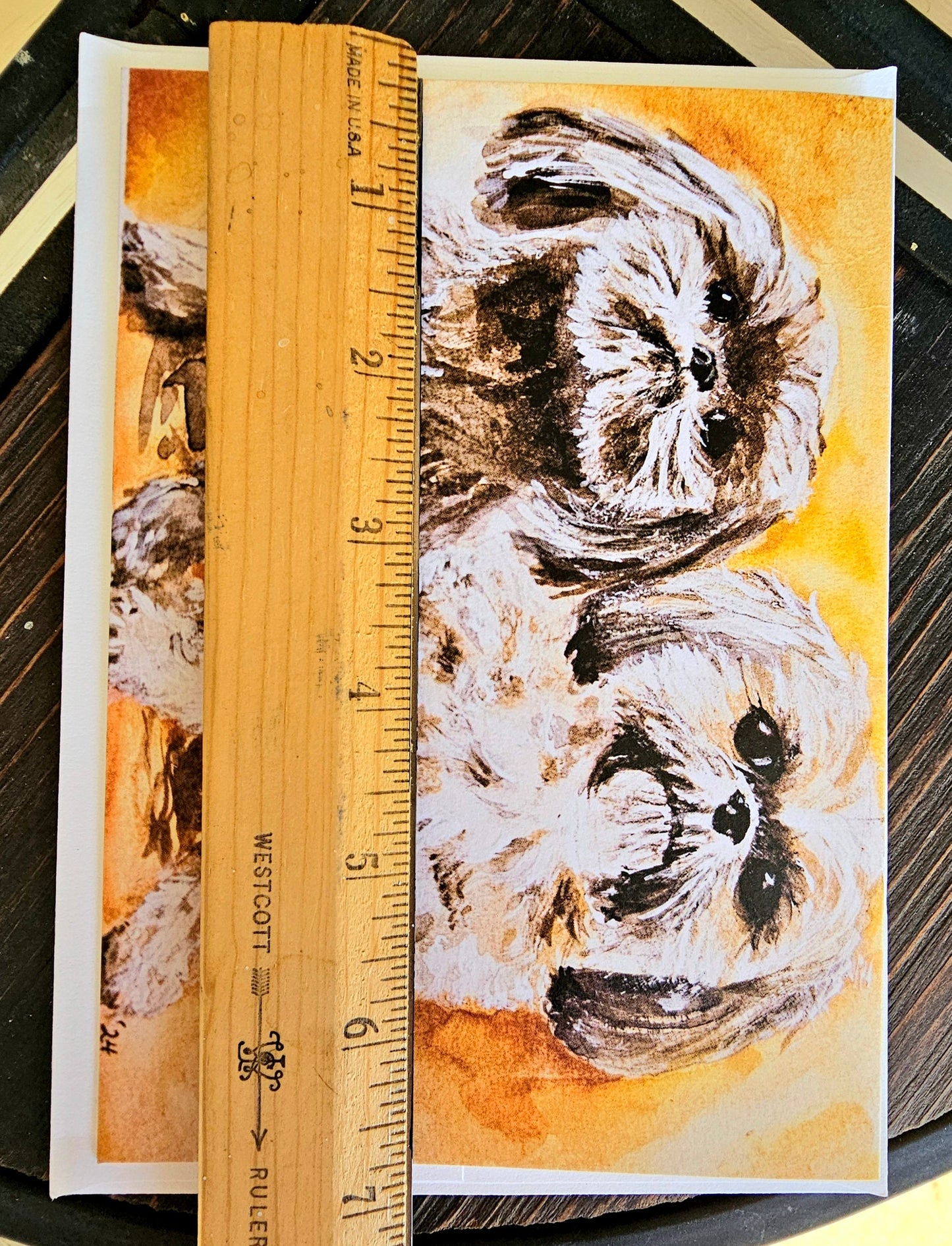 Watercolor Shih Tzu Pups Greeting Card: Blank Inside, 5x7 with Envelope