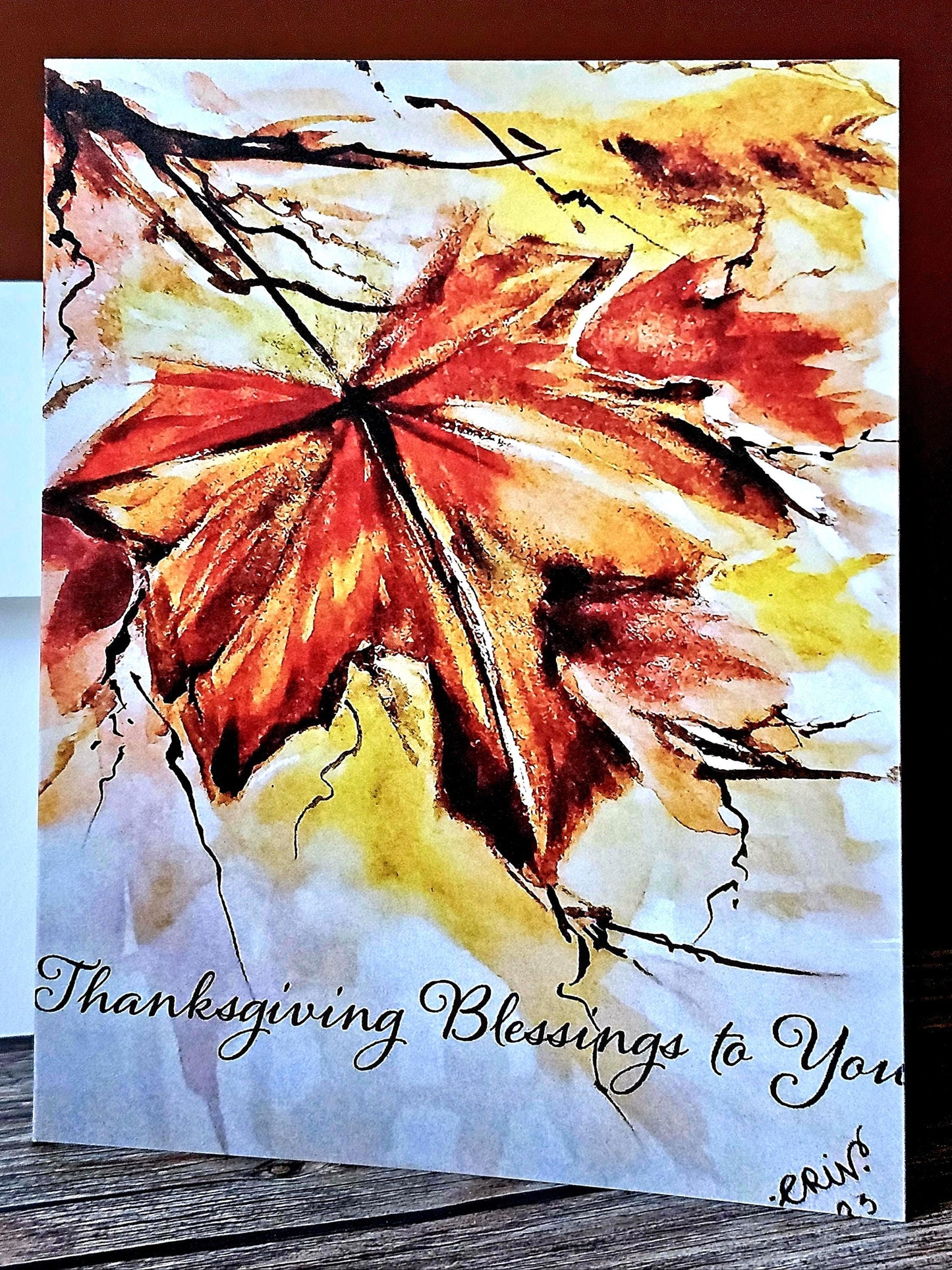 Fall Leaf Thanksgiving Greeting Card: Christian Sentiment With White Envelope