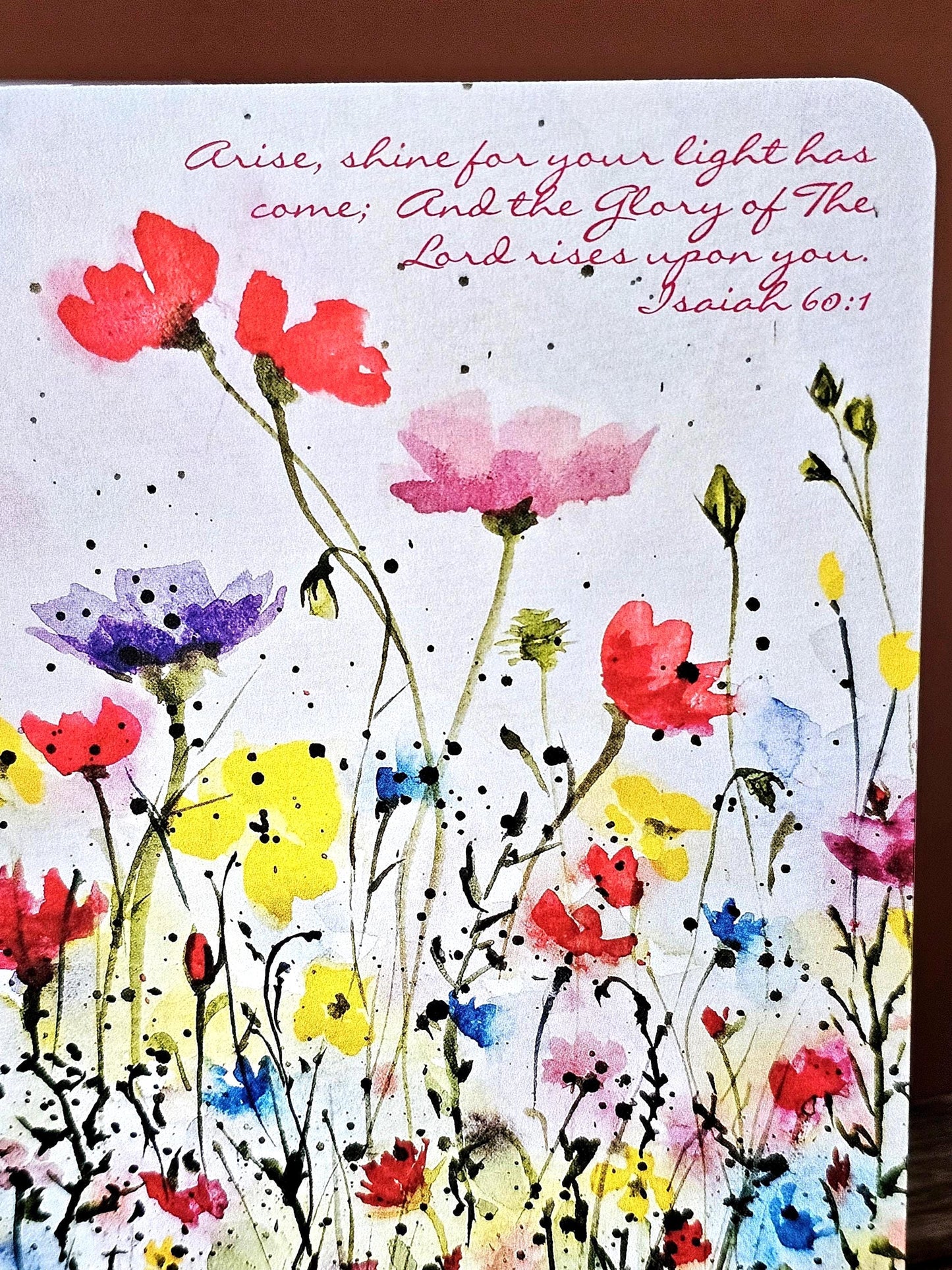 Watercolor Wildflower Birthday Card: Christian 'Arise, Shine' Greeting (5x7 With Envelope)