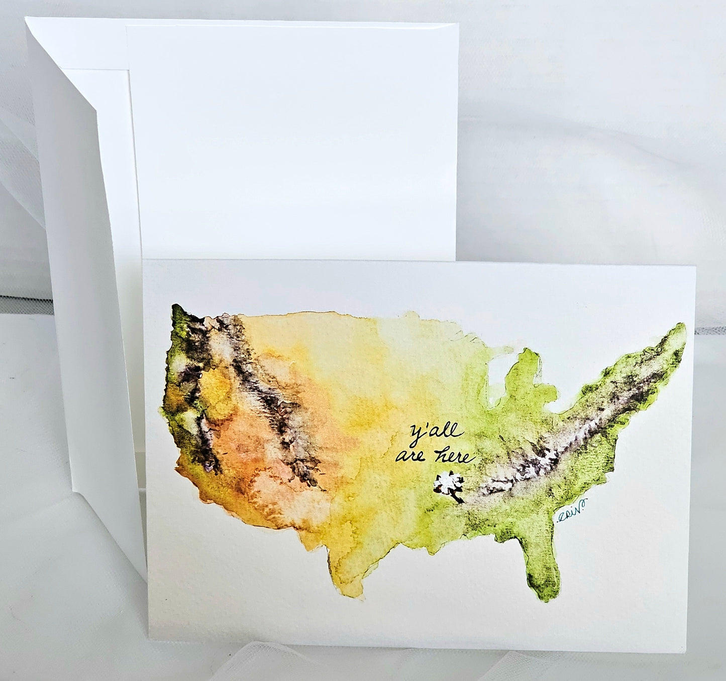 Watercolor Print Huntsville AL Map Greeting Card: 'Y'All Are Here' With Envelope